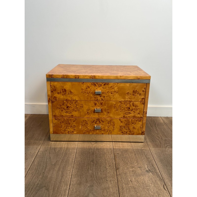 Willy Rizzo Burl Walnut Nightstands | Italian Design 1970s