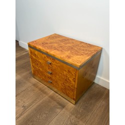 Paire Chevets Loupe de Noyer Willy Rizzo | Design Italien 1970