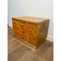 Paire Chevets Loupe de Noyer Willy Rizzo | Design Italien 1970