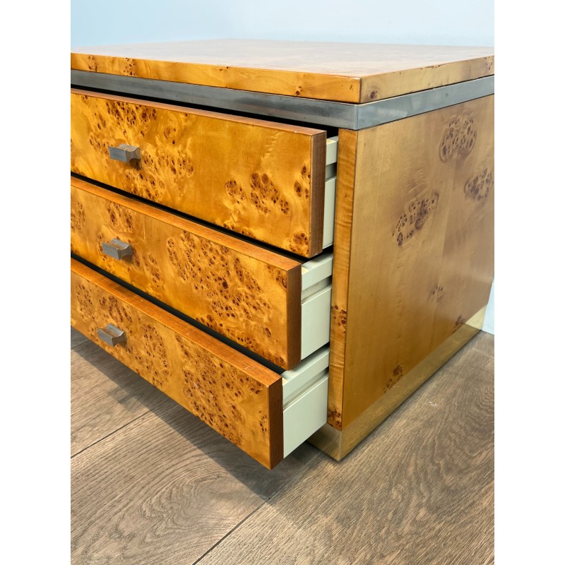Willy Rizzo Burl Walnut Nightstands | Italian Design 1970s