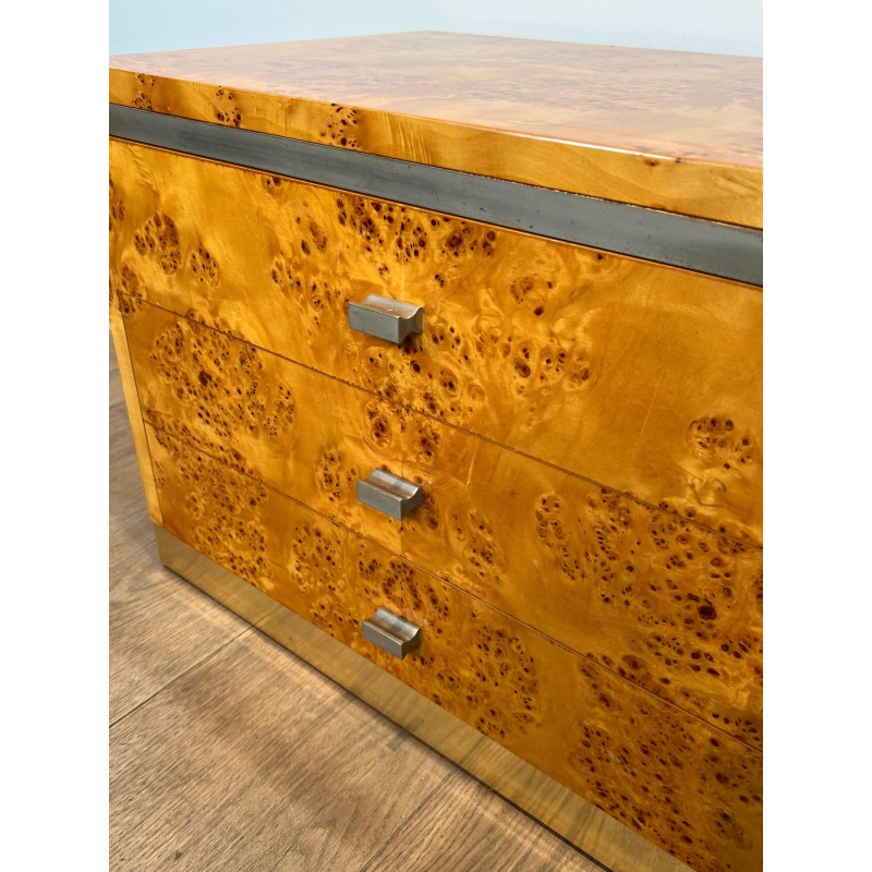 Willy Rizzo Burl Walnut Nightstands | Italian Design 1970s