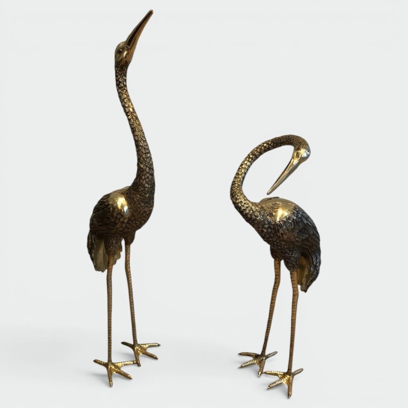 Pendant de Grands Oiseaux en Bronze Ciselé. Travail Français. Vers 1920