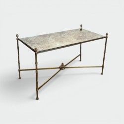 Maison Baguès Brass Venere Mirror Coffee Table 1970 - Maison Barrois