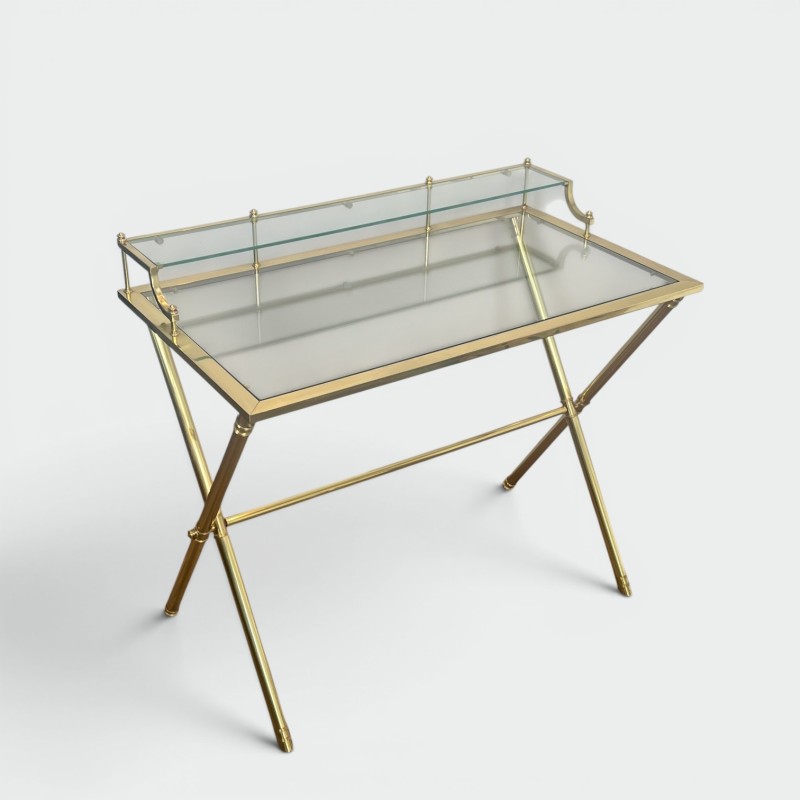 Brass & Glass Gradin Desk | Maison Jansen Style 1960s