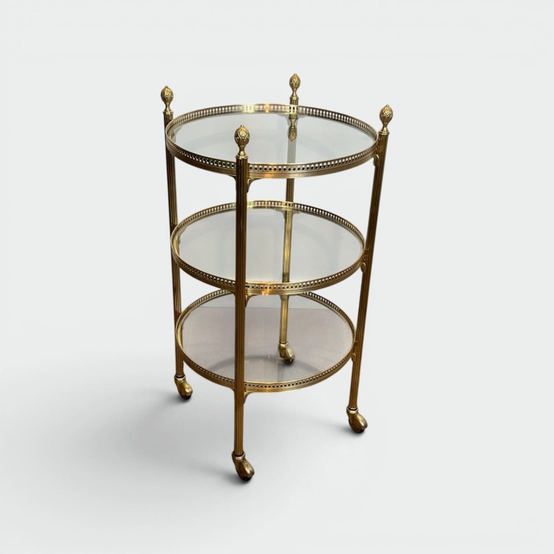 Round Brass Bar Cart | Maison Jansen 1940s vintage