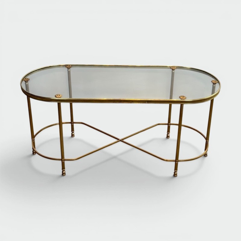 Table Basse Laiton Ovale | Maison Baguès Style Années 1960