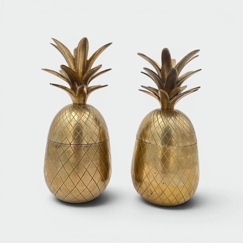Paire Seaux à Glace Ananas Laiton | Style Mauro Manetti 1970