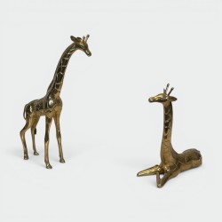 Paire Girafes Laiton Poli | Sculpture Vintage Années 1970