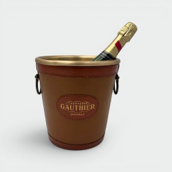 Seau à Champagne Cuir Gauthier | Barware Vintage Années 1970