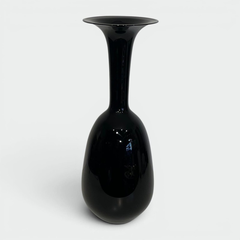 Grand Vase de Sol Porcelaine Noire | Design Minimaliste Années 70-80