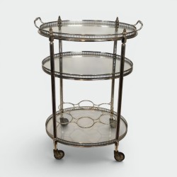 Silver-Plated Bar Cart | Maison Jansen 1950s-1960s Vintage