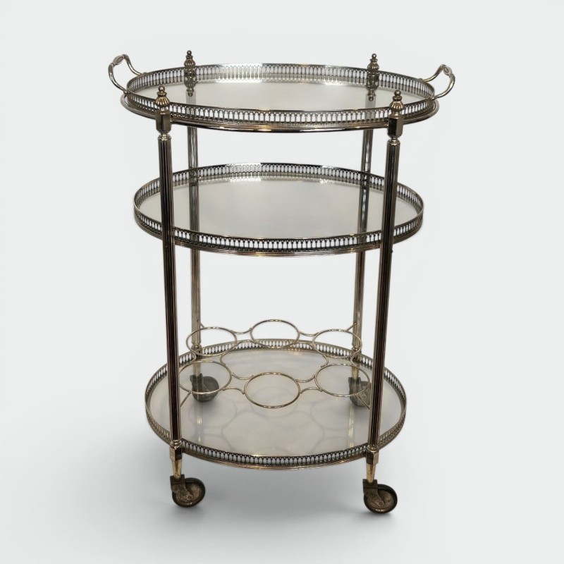 Silver-Plated Bar Cart | Maison Jansen 1950s-1960s Vintage