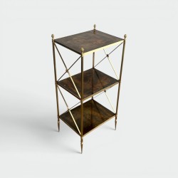 Bout de Canapé Laiton & Verre Oxydé | Maison Jansen Années 40