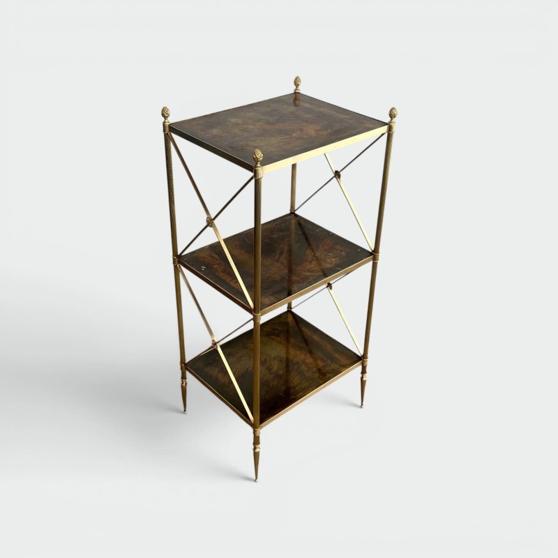 Bout de Canapé Laiton & Verre Oxydé | Maison Jansen Années 40