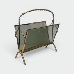 Faux-Bamboo Brass Magazine Rack | Maison Baguès 1970s