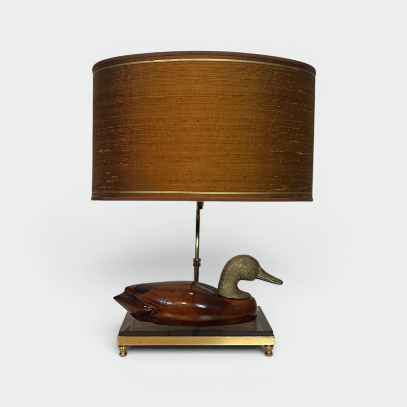 Lampe Canard Bois et Laiton | Édition De Stijl Années 1970