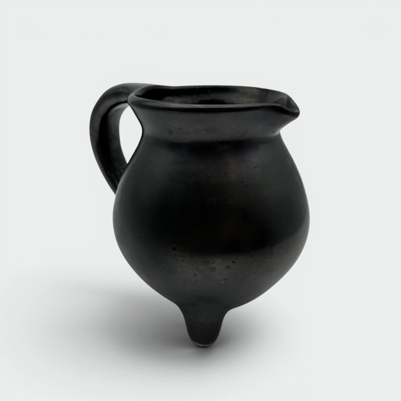 Black Ceramic Tripod Pitcher | 1950s-1960s Studio Pottery
