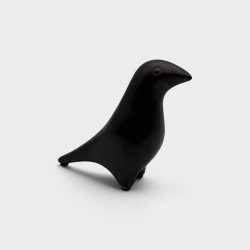 Oiseau Céramique Noire Minimaliste | Style Jouve Années 50