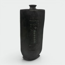Grand Vase Céramique Noir Brutaliste | Signé Années 1970