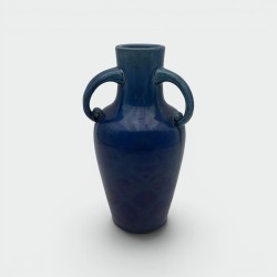 Art Deco Cobalt Blue Ceramic Vase | 1930s Antique Pottery