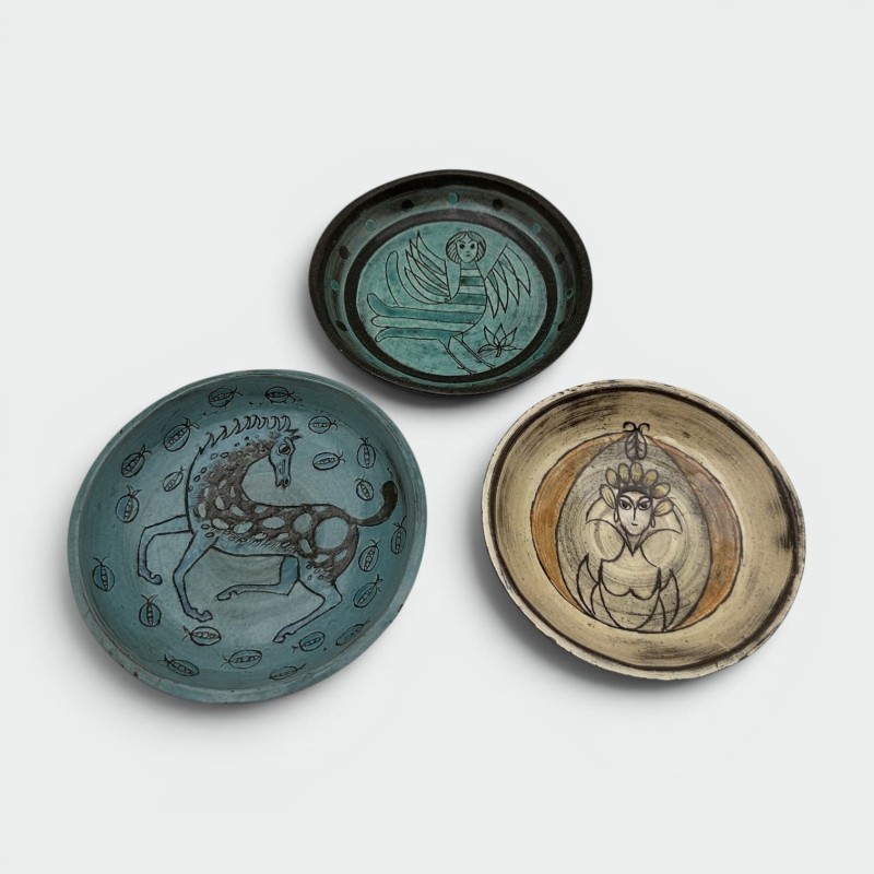 Lot 3 Coupelles Céramique Années 50 | Décor Mythologique