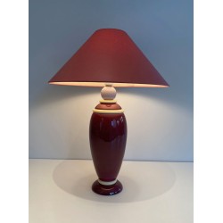 Pair of Pink & Cream Ceramic Table Lamps, French Work, circa 1970
