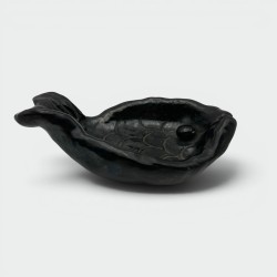 Vide-poche en forme de poisson en céramique noire – Signé, vers 1970