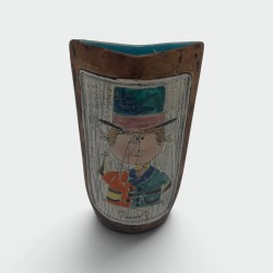 Vase Céramique Cuir Peint De Coccio, Italie, 1950