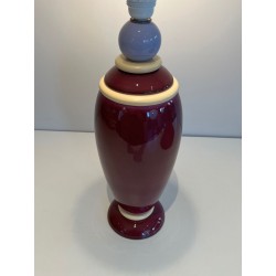 Paire de Lampes en Céramique Rose et Crème, Travail Français, vers 1970
