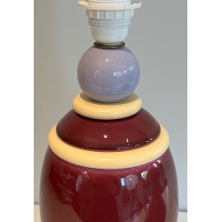 Paire de Lampes en Céramique Rose et Crème, Travail Français, vers 1970
