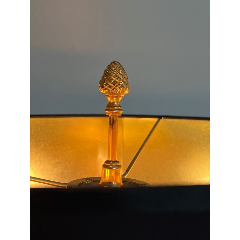 Paire de Lampes Palmier en Laiton et Laiton Laqué Noir dans le Goût de la Maison Charles. Vers 1970
