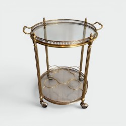 Round Bar Cart in Brass, Maison Jansen | Maison Barrois
