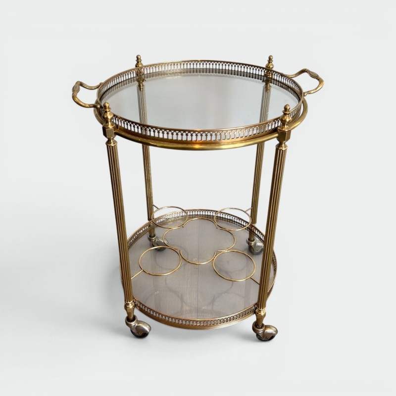 Round Bar Cart in Brass, Maison Jansen | Maison Barrois