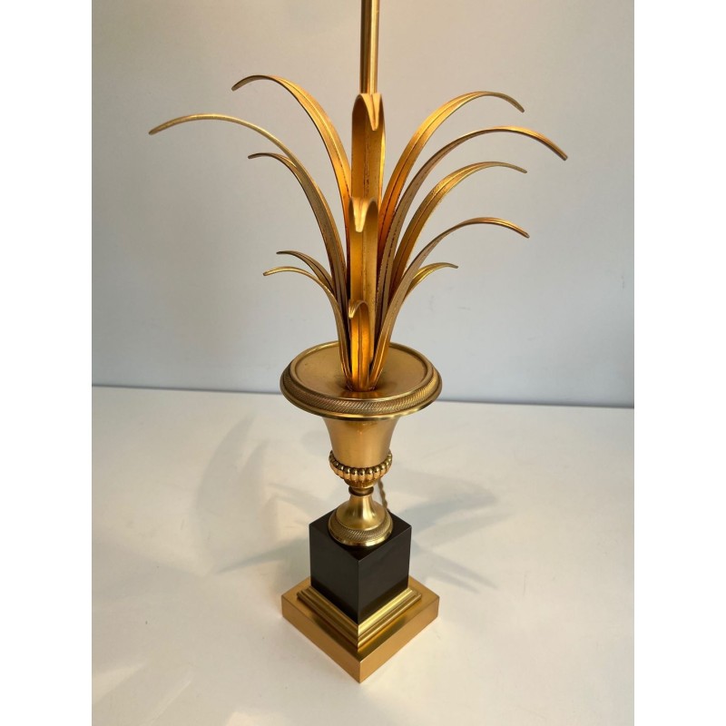 Paire de Lampes Palmier en Laiton et Laiton Laqué Noir dans le Goût de la Maison Charles. Vers 1970
