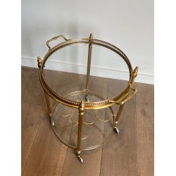Round Bar Cart in Brass, Maison Jansen | Maison Barrois