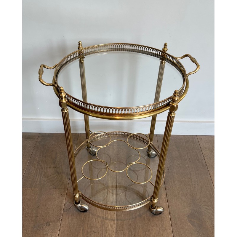 Round Bar Cart in Brass, Maison Jansen | Maison Barrois