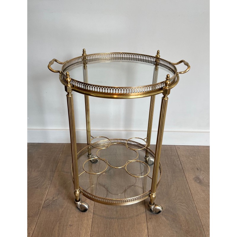 Round Bar Cart in Brass, Maison Jansen | Maison Barrois