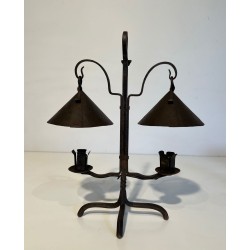 Candélabre en Fer Forgé à 2 Lumières