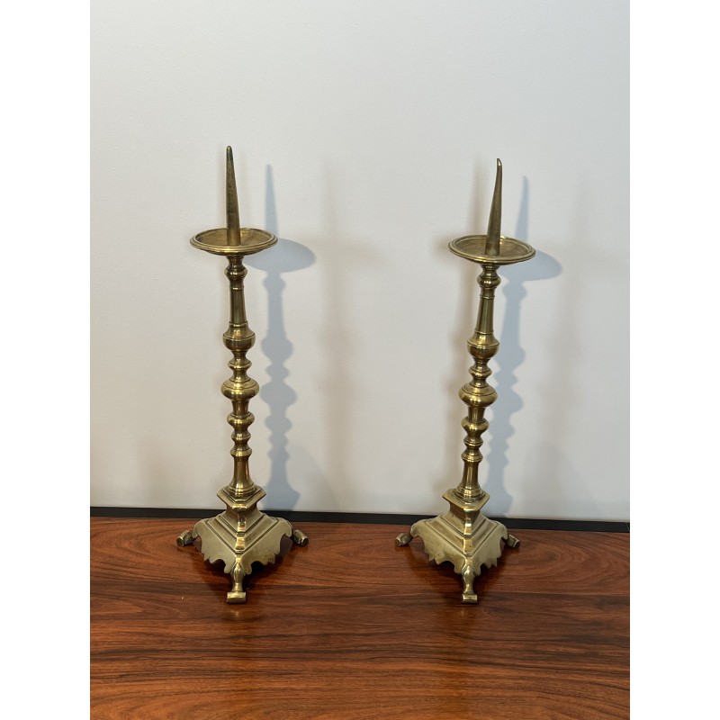 Large Brass Altar Pricket Candlesticks | Maison Barrois