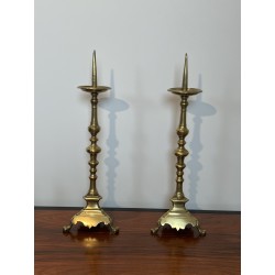 Large Brass Altar Pricket Candlesticks | Maison Barrois