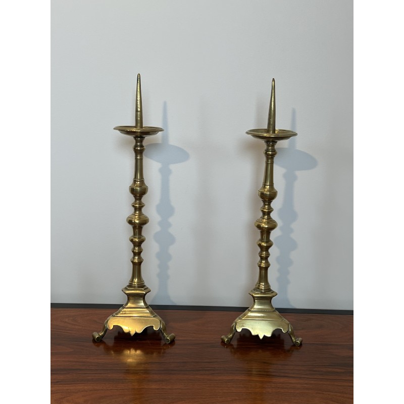 Large Brass Altar Pricket Candlesticks | Maison Barrois