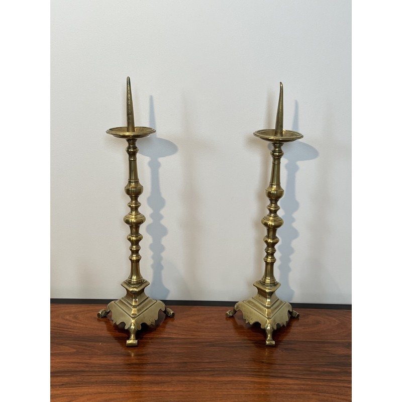 Large Brass Altar Pricket Candlesticks | Maison Barrois