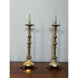 Large Brass Altar Pricket Candlesticks | Maison Barrois