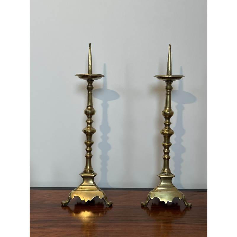 Large Brass Altar Pricket Candlesticks | Maison Barrois