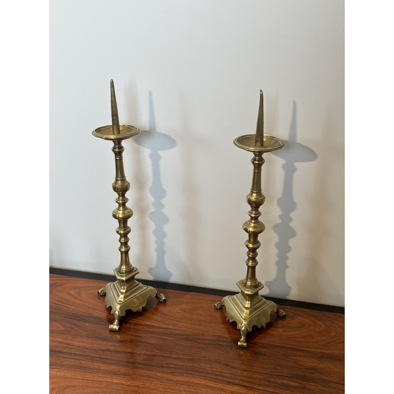 Large Brass Altar Pricket Candlesticks | Maison Barrois