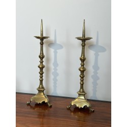 Large Brass Altar Pricket Candlesticks | Maison Barrois