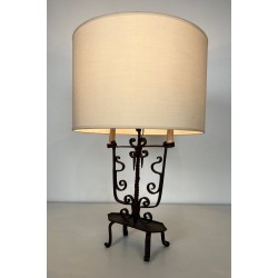 Six-Light Wrought Iron Candelabra, French Work, circa 1950