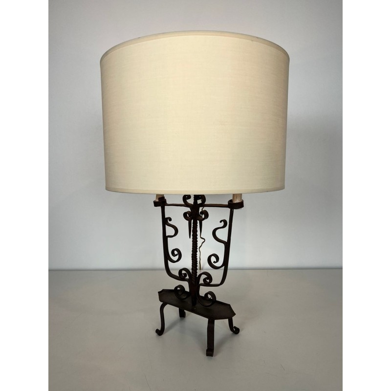 Six-Light Wrought Iron Candelabra, French Work, circa 1950