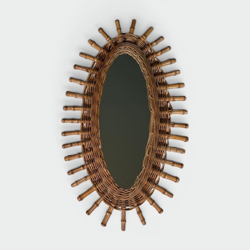 Miroir Ovale en Rotin, Osier Tressé et | Maison Barrois