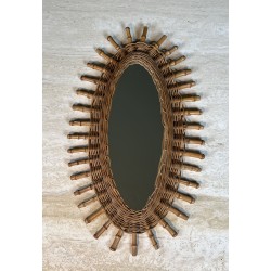 Miroir Ovale en Rotin, Osier Tressé et | Maison Barrois